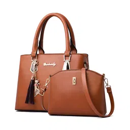 SYGA Women's 2-Piece Handbag & Crossbody Bag Set | Stylish PU Leather Bag (Brown)-picture-12