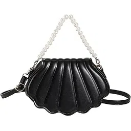 syga Women's Casual Crossbody Purse, Small Size With Zipper Closure Shell Bag (Black)-picture-45