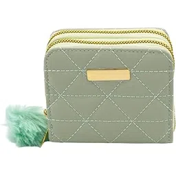syga Women's Wallet – Stylish Diamond Embellished Horizontal Square with Zipper Closure(Green)-picture-21