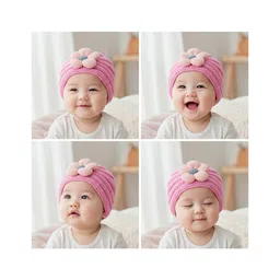 SYGA Wool Cap Warm Stretchable Knitted Flower Hat - Coffee image 2