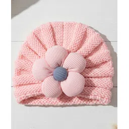 SYGA Wool Cap Warm Stretchable Knitted Flower Hat - Coffee image 5