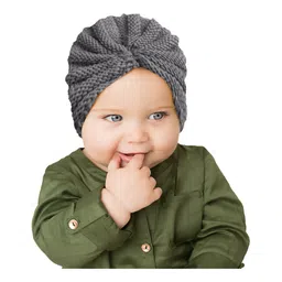 SYGA Woolen Soft Hat & Rabbit Ears Warm Headband For Newborn Baby Boy & Girls Pack of 2- Grey-picture-17