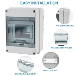 SYIZYEN 5 Way Circuit Breaker Box, IP65 Distribution Protection Box with Din Rail ABS Plastic Breaker Box Cover Miniature Din Rail Enclosure for Indoor Outdoor Wall image 1