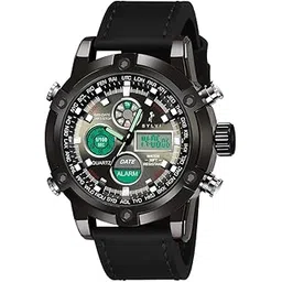 sylvi Iconic Leather Strap Watches for Men with Analog Digital Display Alarm Stopwatch Water Resistant Watch-picture-39