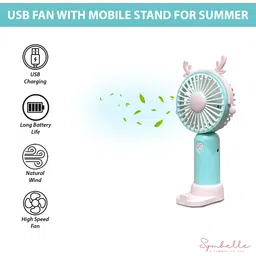 Symbelle USB Portable Fan with Mobile Holder – Cute Fan for Office, Bedroom, Travel | DD8055 USB Fan, Rechargeable Fan image 4