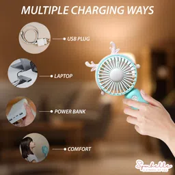 Symbelle USB Portable Fan with Mobile Holder – Cute Fan for Office, Bedroom, Travel | DD8055 USB Fan, Rechargeable Fan image 2