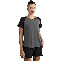symbol premium Women's Color Block Regular Fit Sports Stretch T-Shirt | Round Neck | Raglon Sleeve | Activewear | Running | Gym | Plain (Available in Plus Size)-picture-22
