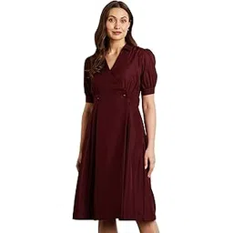 symbol premium Women's Desk-to-Dinner' Fit & Flare Wrap Dress (Midi Length | Stylish) (Available in Plus Sizes)-picture-13