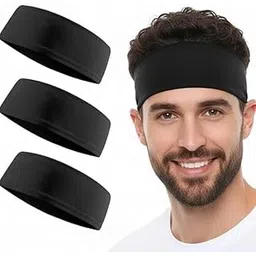 SYMKARD-Cotton Strapless Headband for Men & Women, Moisture Wicking Cotton, Black, 3 Pack for Running Yoga Gym Workout, Unisex-picture-52