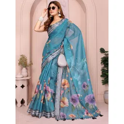 SYMVI Floral Linen Blend Designer Kota Saree-picture-34