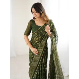 SYMVI Women Ethnic Motifs Zari Saree image 5