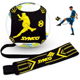 Synco Football Kick Trainer Belt | Suitable for Football/Soccer/Rugby Training | Solo Soccer Training Aid Equipment for Drills, Kick, Dribbling, First Touch | Adjustable Waist Belt (Black) image 1