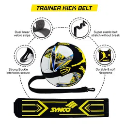 Synco Football Kick Trainer Belt | Suitable for Football/Soccer/Rugby Training | Solo Soccer Training Aid Equipment for Drills, Kick, Dribbling, First Touch | Adjustable Waist Belt (Black) image 3