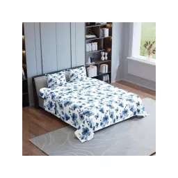 Synergized Cotton Rare Blue Hibiscus King Bedsheet 190Tc Twill Weave with 2 Pillow Covers-picture-18