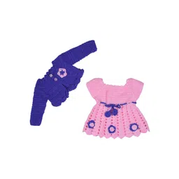 Sz Sales Girls Self Design Long Sleeves Jumper Knee Length Dress-picture-1