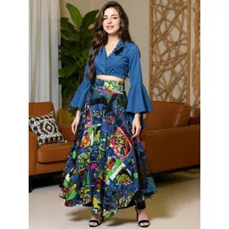 SZN Embroidered Bell Sleeves Top With Skirt Co-Ords-picture-19