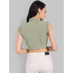 SZN Flared Sleeve Ruffles Crop Top image 3