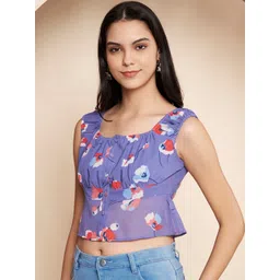 SZN Floral Print Georgette Crop Top-picture-20