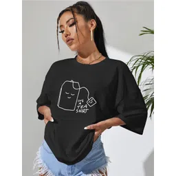 SZN Floral Printed Round Neck Drop Shoulder Sleeves Oversized Cotton T-Shirt-picture-21