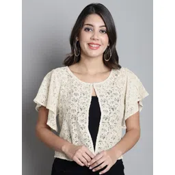 SZN Floral Self Design Cotton Open Front Shrug-picture-23