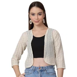 SZN Floral Self Design Cotton Open Front Shrug-picture-16