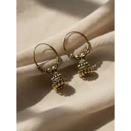 SZN German Silver Silver-Plated Beaded Oxidized Dome Shaped Jhumkas-picture-17