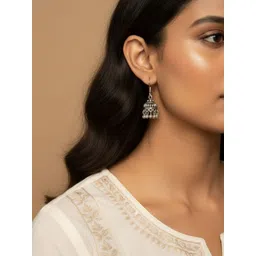 SZN German Silver Silver-Plated Beaded Oxidized Dome Shaped Jhumkas-picture-16