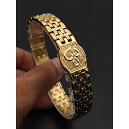 SZN Gold-Plated Stainless Steel OM Symbol Enamelled Link Bracelet-picture-15