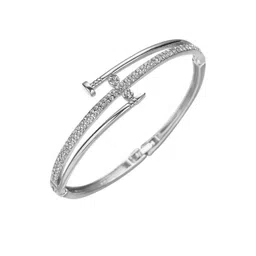 szn Jewellery Silver Plated Stainless Steel Openable Crystal Bracelet For Women and Girls-picture-40