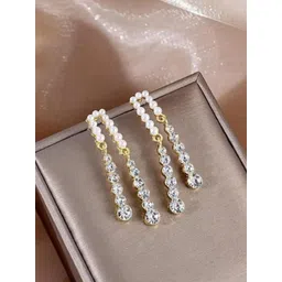 SZN Korean Artificial Stones Studded & Beads Beaded Contemporary Drop Earrings-picture-18