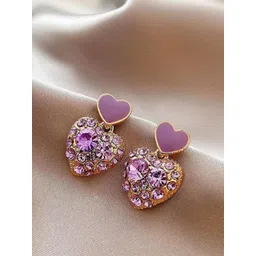 SZN Korean Artificial Stones Studded Heart Shaped Studs-picture-13