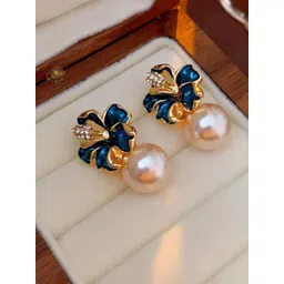 SZN KoreanEarring417 Gold-Plated Contemporary Shaped Pearls Drop Earrings-picture-23
