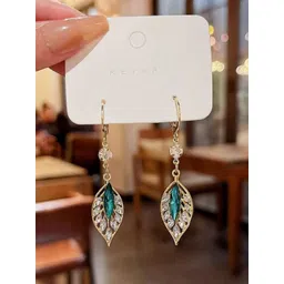 SZN KoreanEarring417 Gold-Plated Contemporary Shaped Rhinestone Drop Earrings-picture-30
