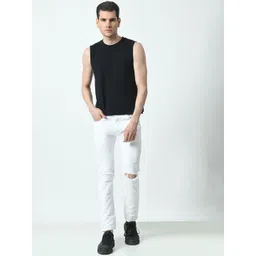 SZN Men Classic Tapered Fit Mid-Rise Slash Knee Stretchable Jeans image 3