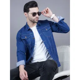 SZN Men Colourblocked Outdoor Denim Jacket with Patchwork-picture-15