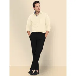 SZN Men Standard Fit Spread Collar Solid Cotton Formal Shirt-picture-16