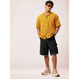 SZN Men Standard Relaxed Fit Cuban Collar Textured Casual Shirt-picture-22