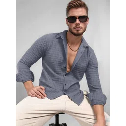 SZN Men Textured Long Sleeve Casual Shirt-picture-12