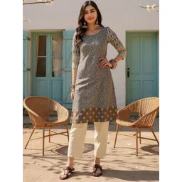 SZN Paisley Printed Cotton Round Neck Straight Kurta-picture-18