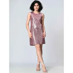SZN Pink Sequined Party Shift Dress-picture-29