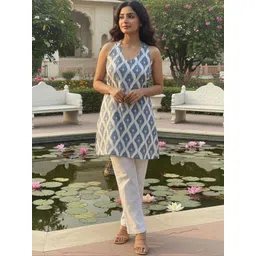 SZN Print Halter Neck Ethnic Cotton Top-picture-28