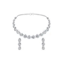 SZN Rhodium-Plated American Diamond-Studded Jewellery Set-picture-35