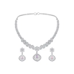 SZN Rhodium-Plated Cubic Zirconia-Studded Jewellery Set-picture-30