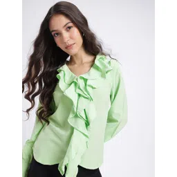 SZN Ruffles V-Neck Cuffed Sleeve Regular Top-picture-17