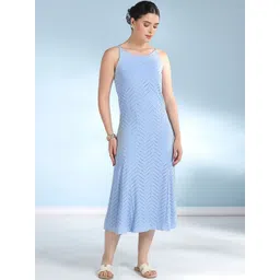 SZN Self Design Shoulder Straps Fit & Flare Midi Dress-picture-34