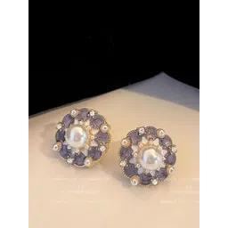 SZN Silver Plated Artificial Stones And Beads Circular Shape Studs-picture-36