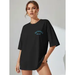 SZN Typography Printed Round Neck Drop-Shoulder Sleeves Cotton Oversized T-shirt-picture-40