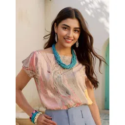 SZN Women Abstract Printed Boat Neck Regular Top-picture-23