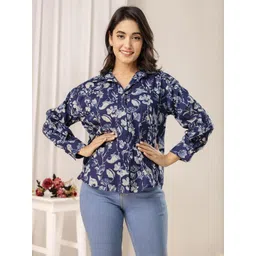 SZN Women Blue Cotton Printed Tops-picture-28