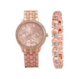 SZN Women Dial & Straps Analogue Watch geneva rose gold&RG bracelet-picture-40